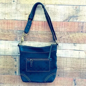 Vintage COACH Soho Slim Duffle Signature C Logo Jacquard Canvas Fabric & Leather